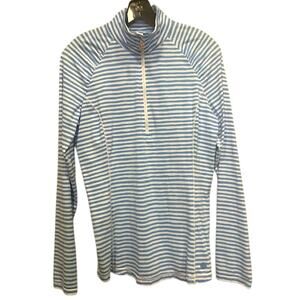 Lilly Pulitzer Luxletic Top Med Arin Lounge Pullover 1/2 Zip Blue White Stripe